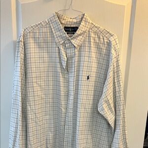 Ralph Lauren Men's White and Blue Plaid Shirt